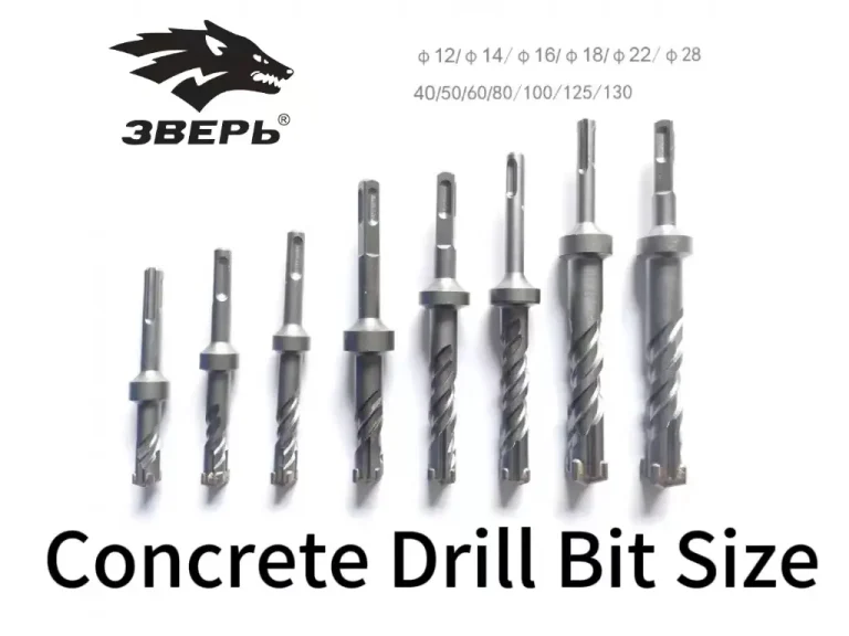 Concrete drill bit size chart